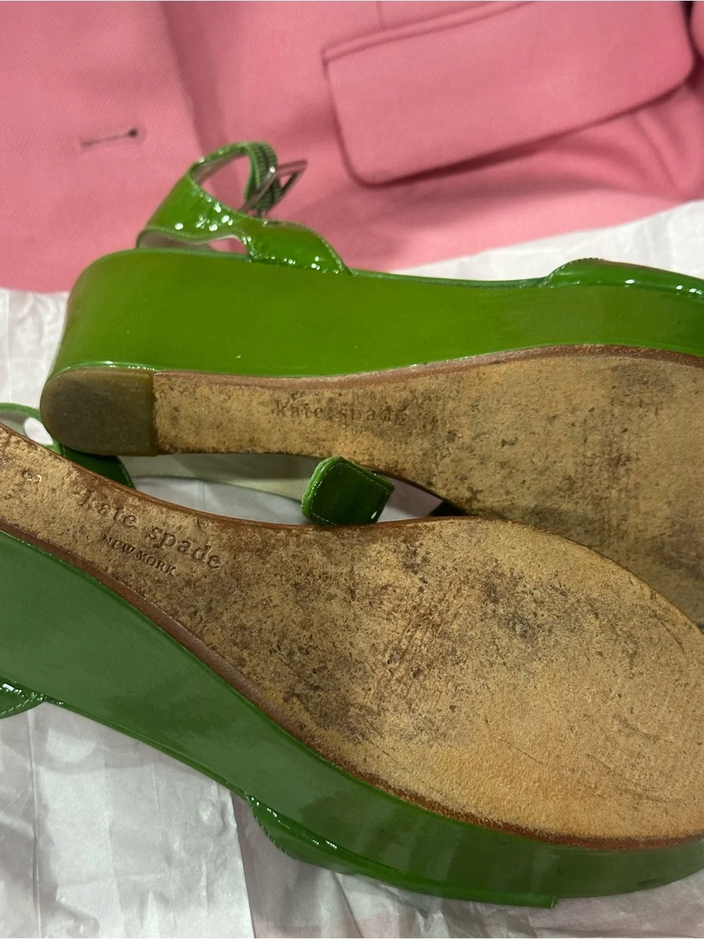 kate spade Green Patent Open-Toe Slingback Sandals